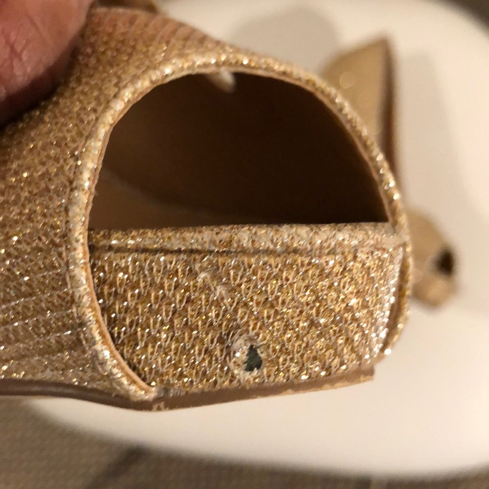 Gold Sparkling peep toe Heels Size 7m Diba London - Picture 3 of 5